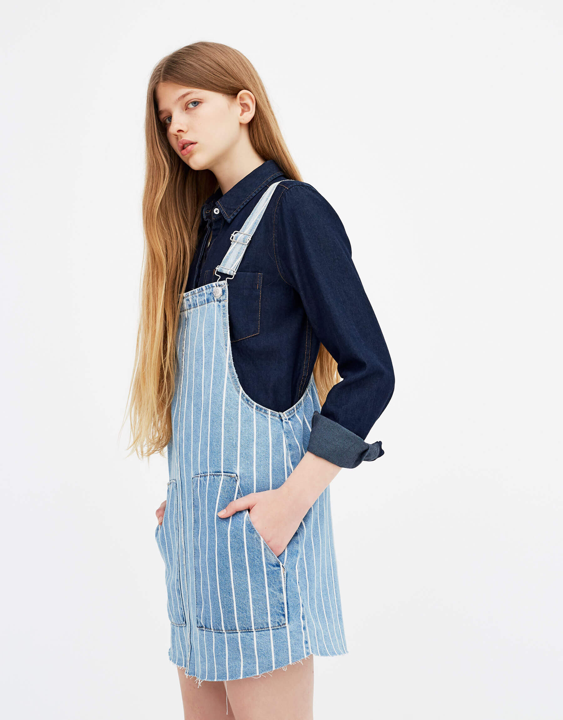 Striped denim dress